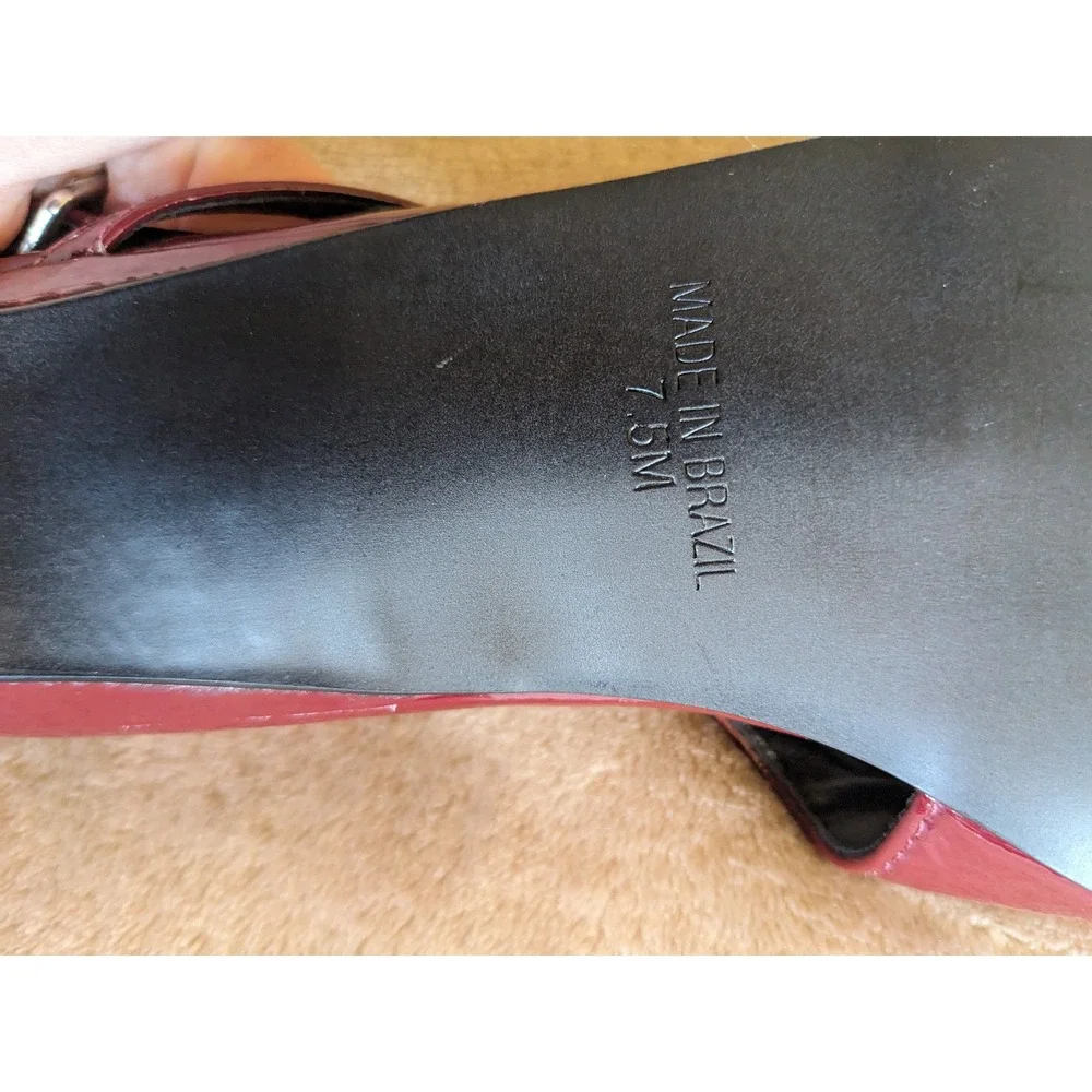 Steve Madden Peony Burgundy Patent Multi Strap Pointed Toe Slingback Flats 7.5M